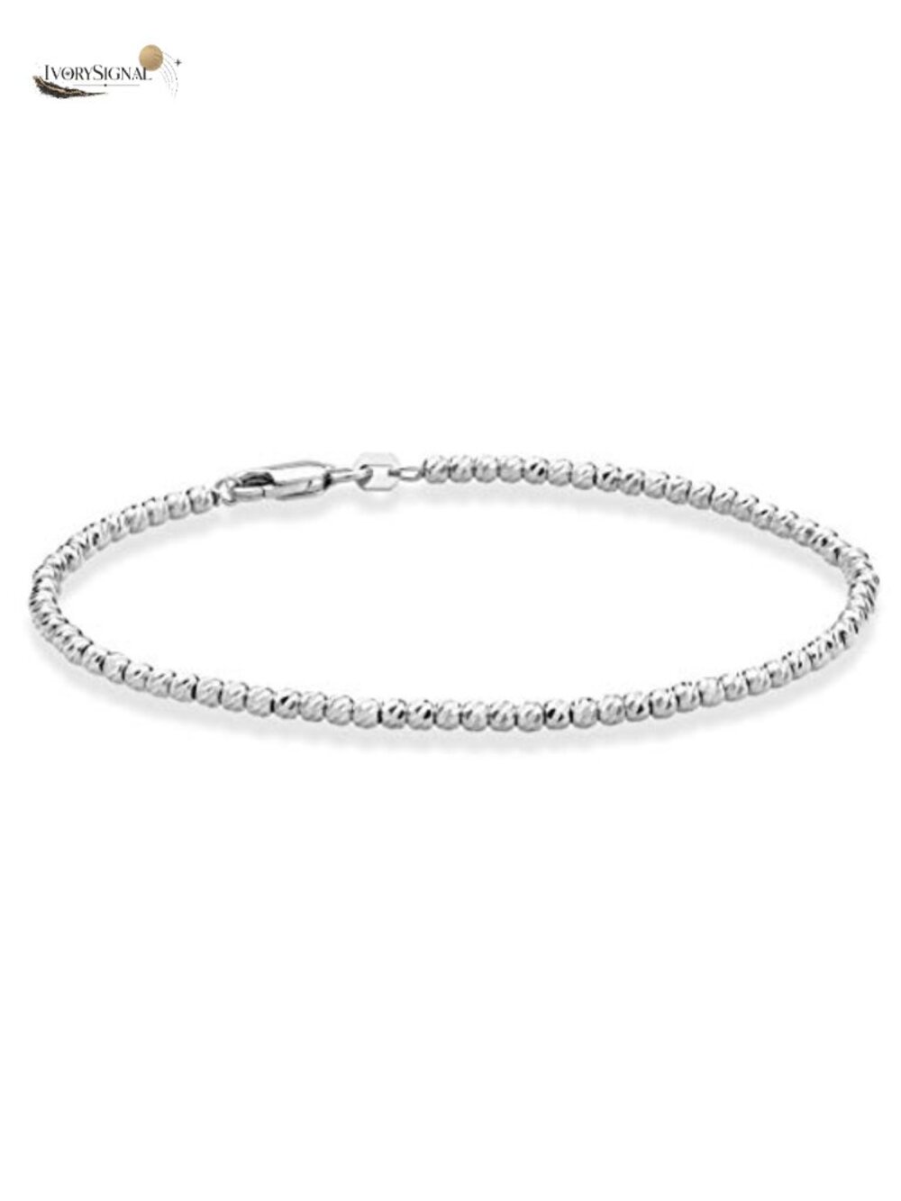 925 Sterling Silver 18K Gold Plated Diamond-Cut Bead Ball Chain Bracelet